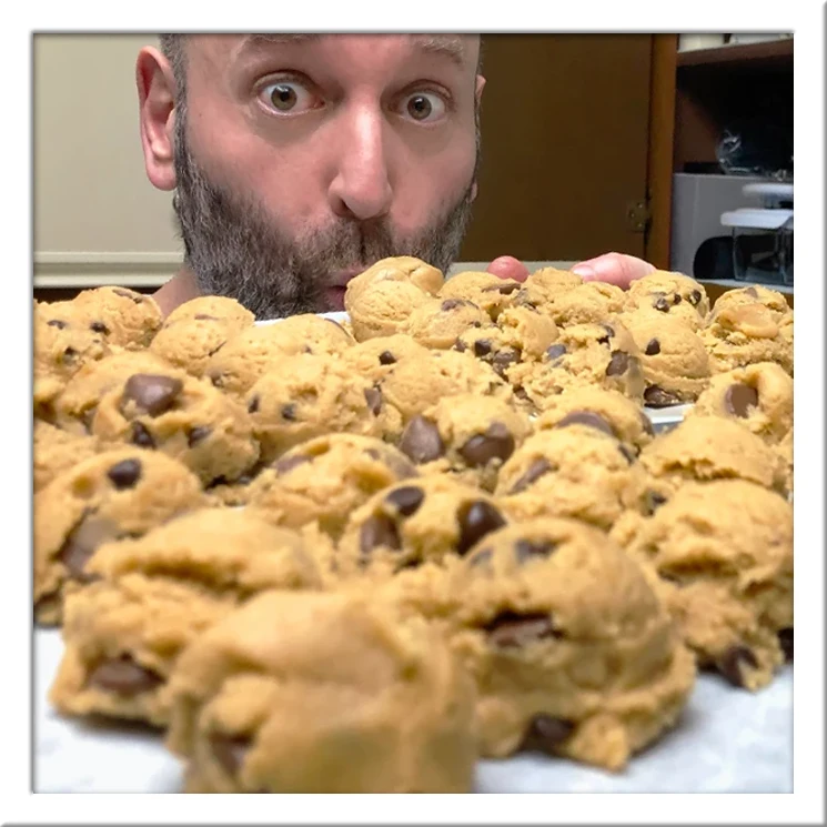 Daniel baking homemade chocolate chip cookies